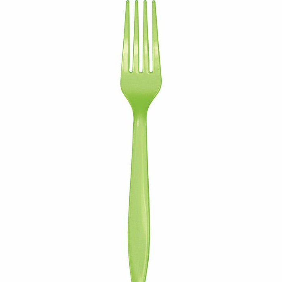 Solid Color Tableware * | Creative Converting Fresh Lime Green Plastic Forks, 50 Ct