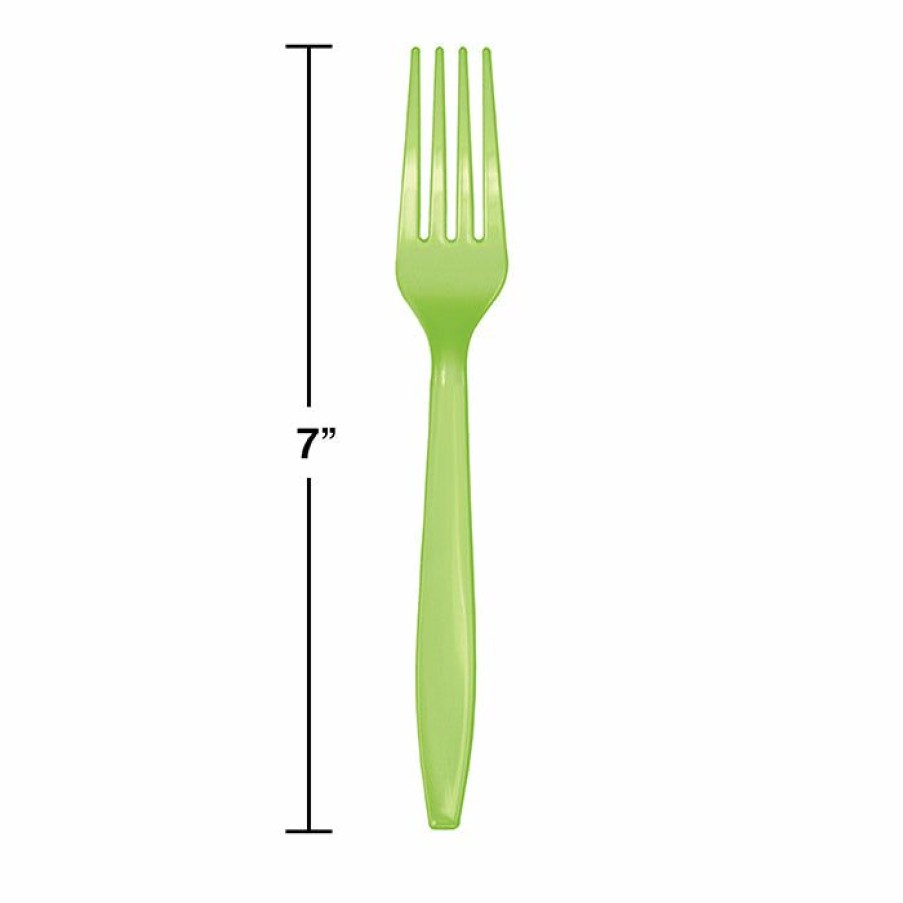 Solid Color Tableware * | Creative Converting Fresh Lime Green Plastic Forks, 50 Ct