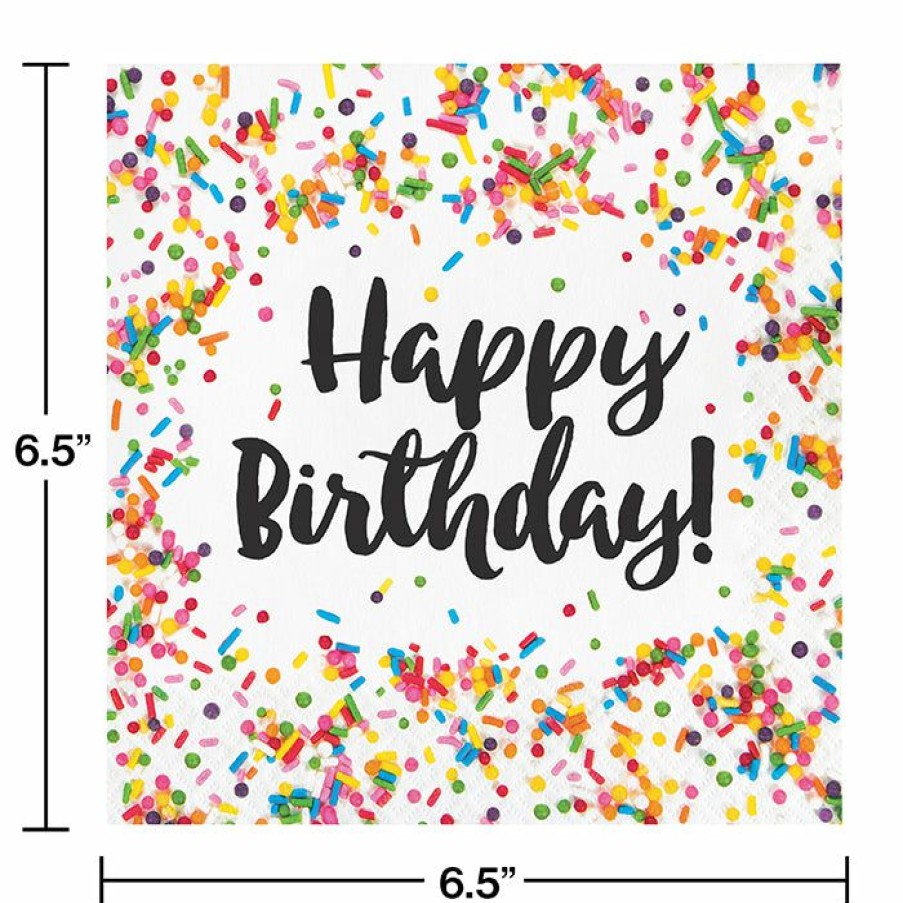 Birthdays * | Creative Converting Confetti Sprinkles Birthday Napkins, 16 Ct Kids Birthday Party Themes