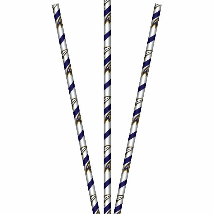 Sports * | Creative Converting Nfl And Football Party Supplies Baltimore Ravens Paper Straws, 24 Ct