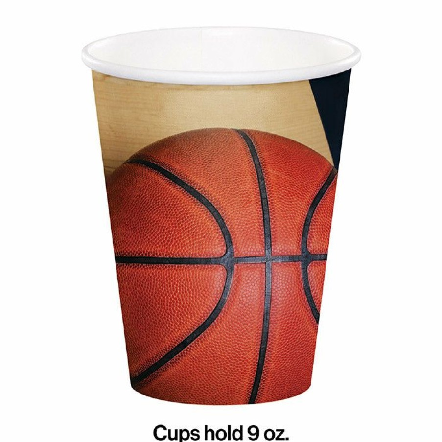 Sports * | Creative Converting Basketball Party Decorations Sports Fanatic Basketball Hot/Cold Paper Paper Cups 9 Oz., 8 Ct