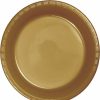 Solid Color Tableware * | Creative Converting Glittering Gold Plastic Dessert Plates, 20 Ct