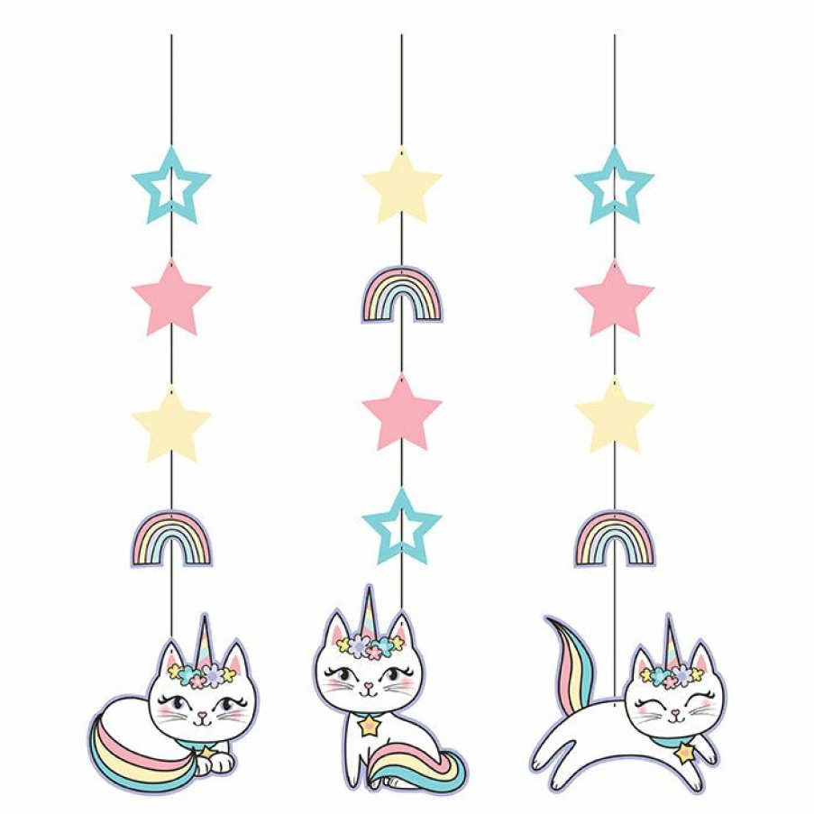 Birthdays * | Creative Converting Kids Birthday Party Themes Sassy Caticorn Hanging Cutouts 3Ct