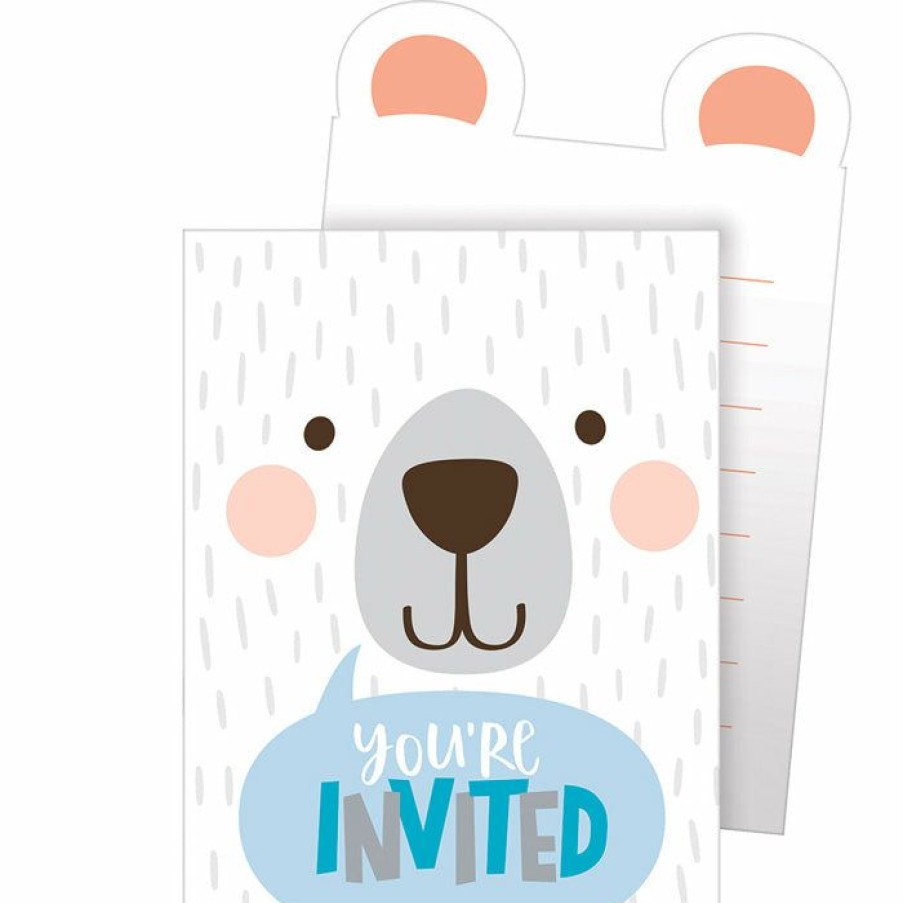 Birthdays * | Creative Converting 1St Birthday Party Themes Birthday Bear Pop-Up Invitations (48/Case)