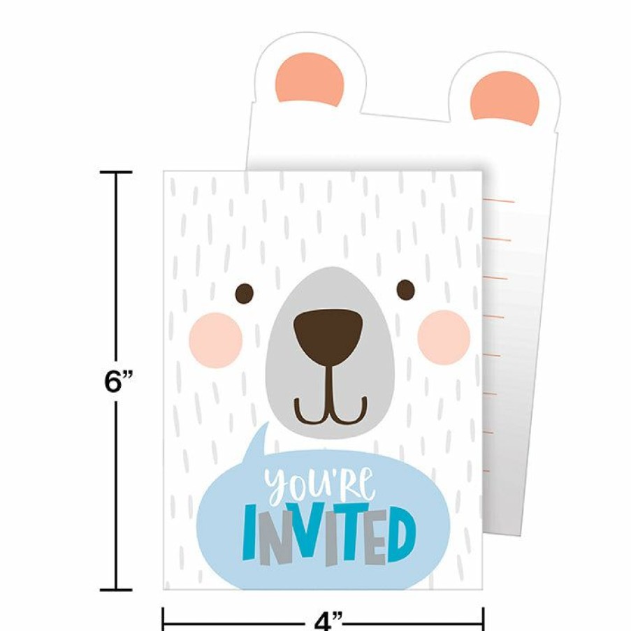 Birthdays * | Creative Converting 1St Birthday Party Themes Birthday Bear Pop-Up Invitations (48/Case)