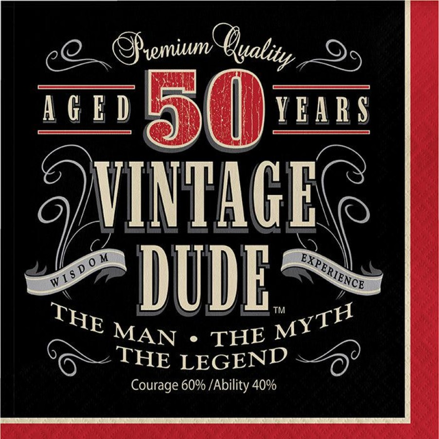 Birthdays * | Creative Converting Adult Birthday Party Themes Vintage Dude Luncheon Napkin, '50, 16 Ct