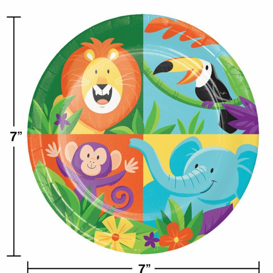 Birthdays * | Creative Converting Kids Birthday Party Themes Jungle Safari Dessert Plates, 8 Ct