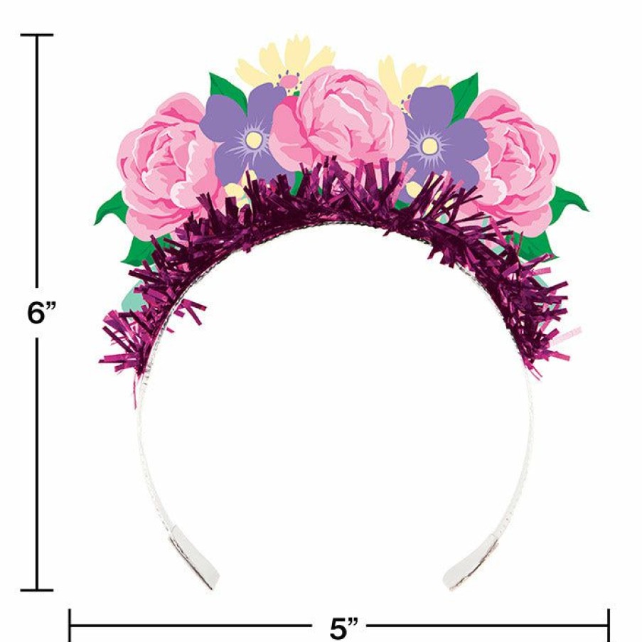 Birthdays * | Creative Converting Kids Birthday Party Themes Floral Tea Party Tiaras With Fringe (48/Case)