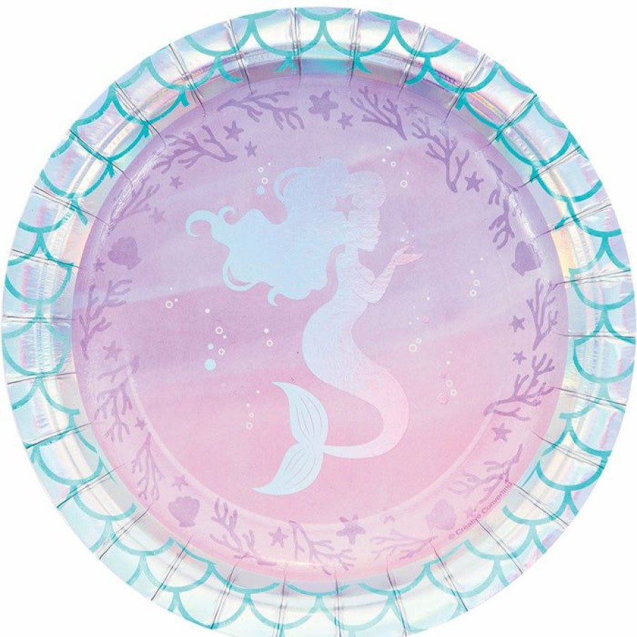 Birthdays * | Creative Converting Iridescent Mermaid Party Dessert Plates, 8 Ct Kids Birthday Party Themes