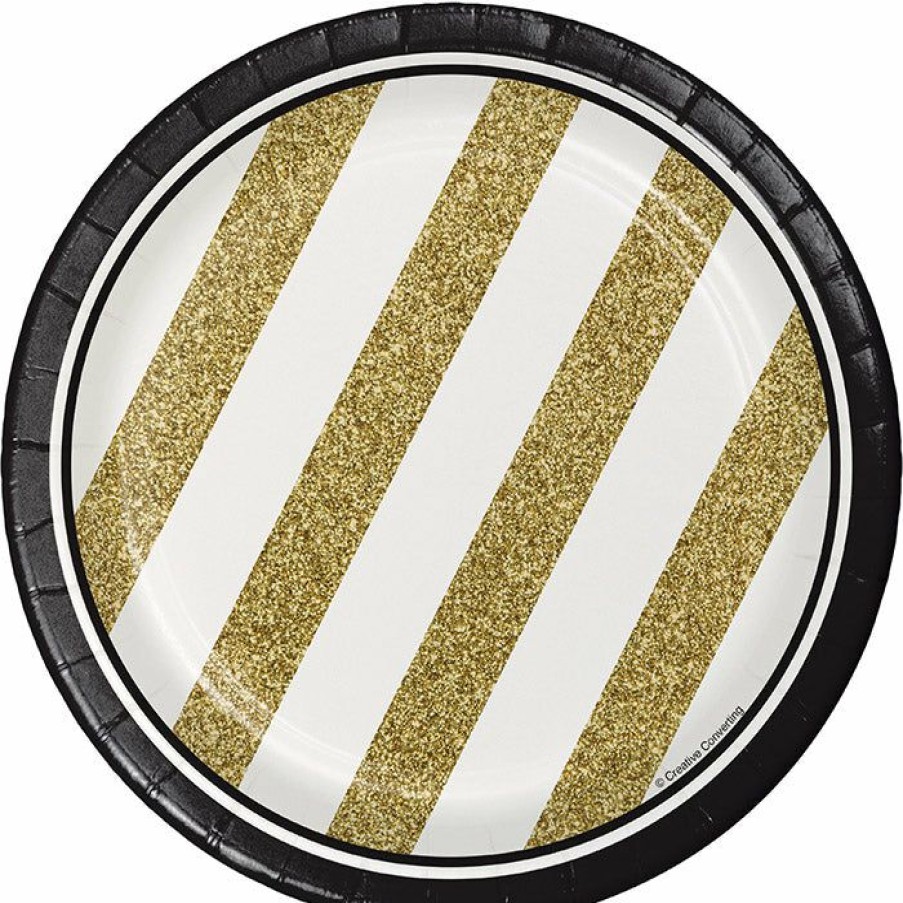 Birthdays * | Creative Converting Black And Gold Dessert Plates, 8 Ct