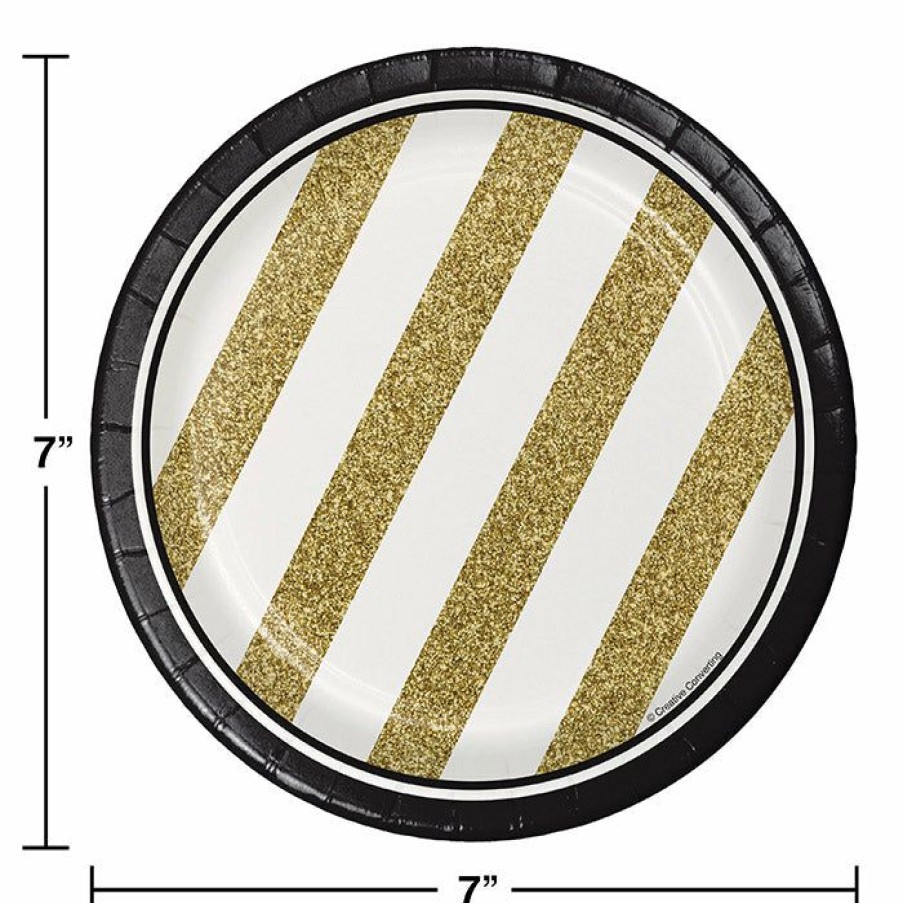 Birthdays * | Creative Converting Black And Gold Dessert Plates, 8 Ct