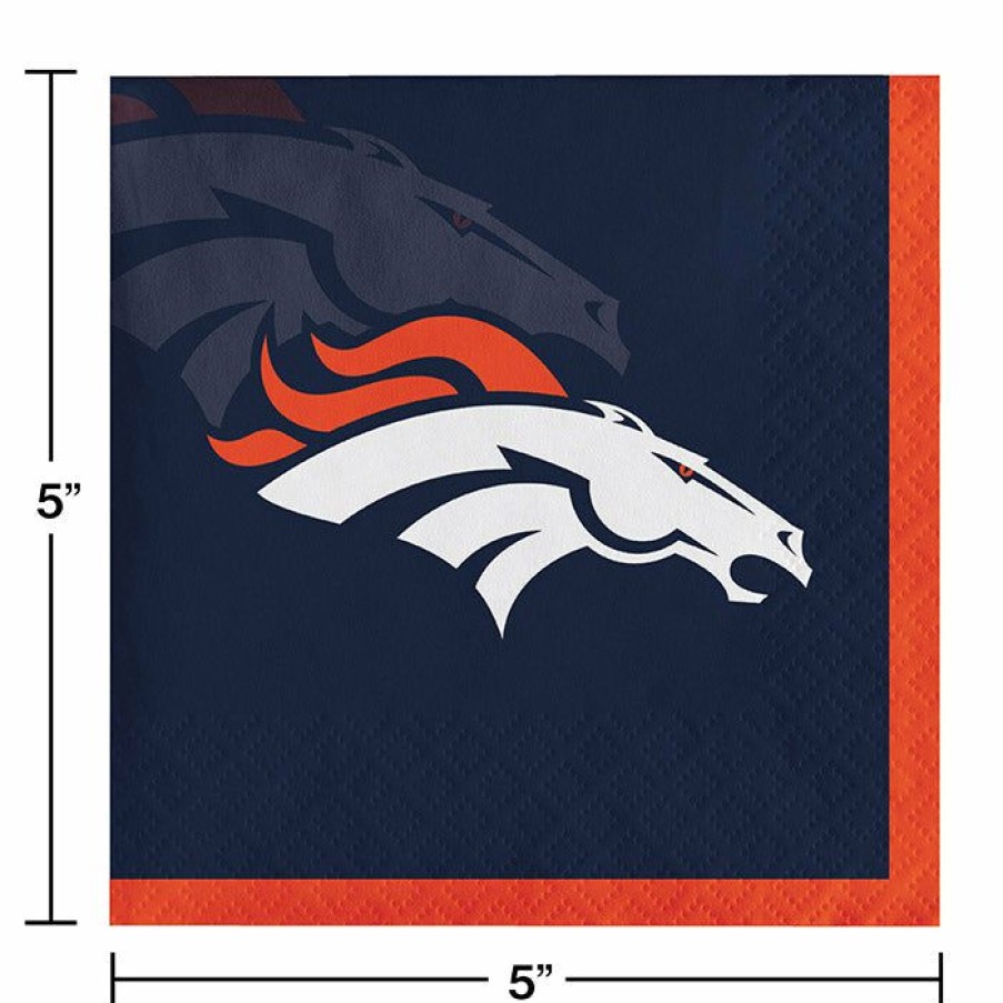 Sports * | Creative Converting Denver Broncos Beverage Napkins, 16 Ct