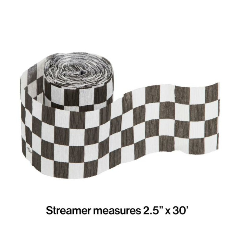 Sports * | Creative Converting Black And White Check Streamer Racing Theme Party Decorations