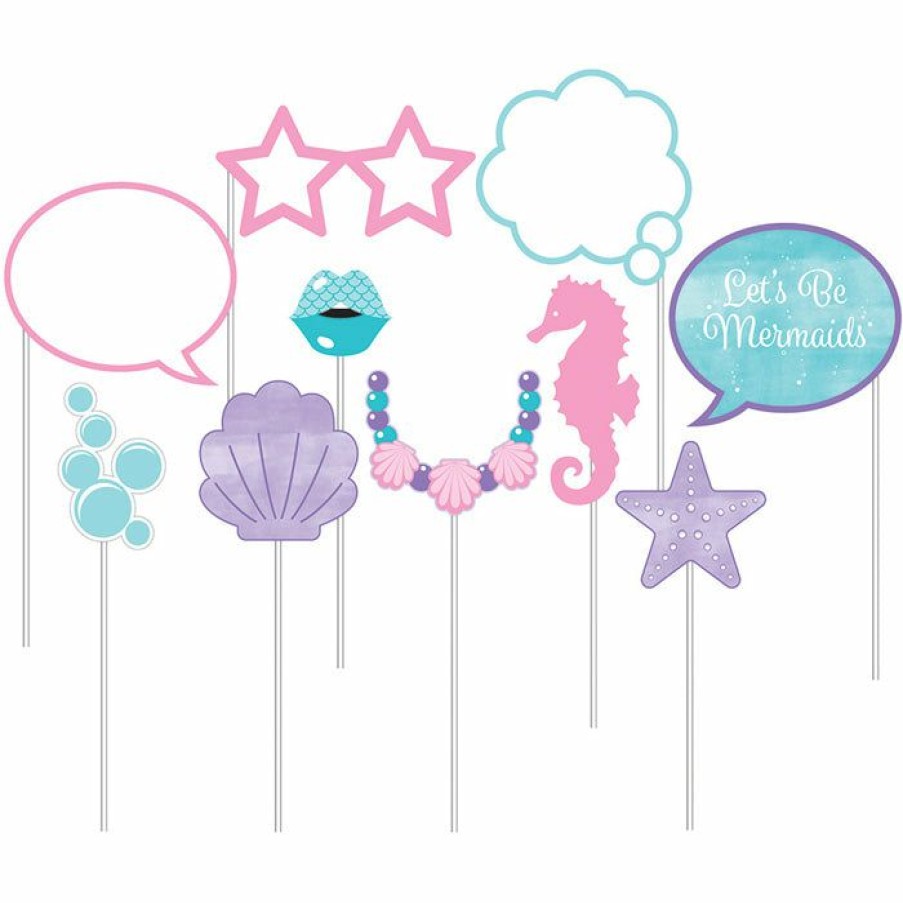 Birthdays * | Creative Converting Iridescent Mermaid Party Photo Booth Props, 10 Ct Kids Birthday Party Themes