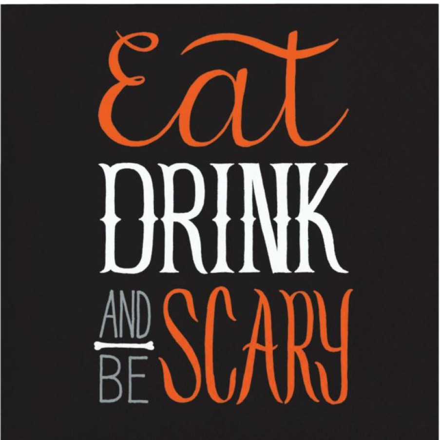 Holidays * | Creative Converting Eat, Drink And Be Scary Halloween Beverage Napkins 192 Per Case Halloween Party Supplies