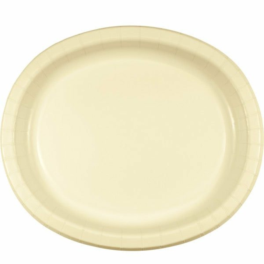 Solid Color Tableware * | Creative Converting Ivory Oval Platter 10 X 12 , 8 Ct Solid Color Tableware