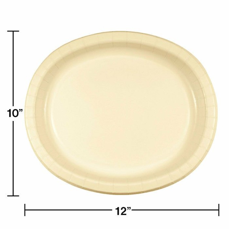 Solid Color Tableware * | Creative Converting Ivory Oval Platter 10 X 12 , 8 Ct Solid Color Tableware