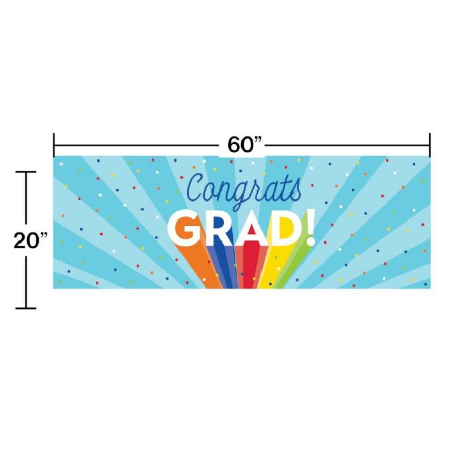 Graduation Party Supplies * | Creative Converting Rainbow Grad Giant Party Banner (1/Pkg) Graduation Party Supplies