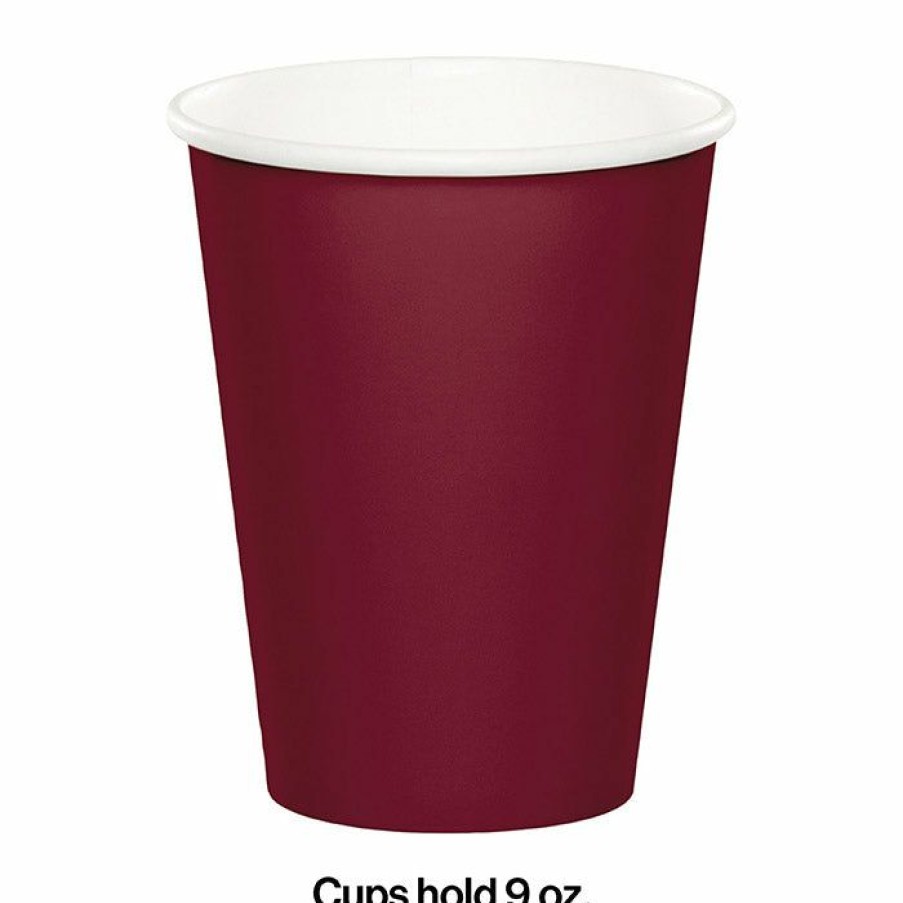 Solid Color Tableware * | Creative Converting Burgundy Hot/Cold Paper Cups 9 Oz., 24 Ct Solid Color Tableware