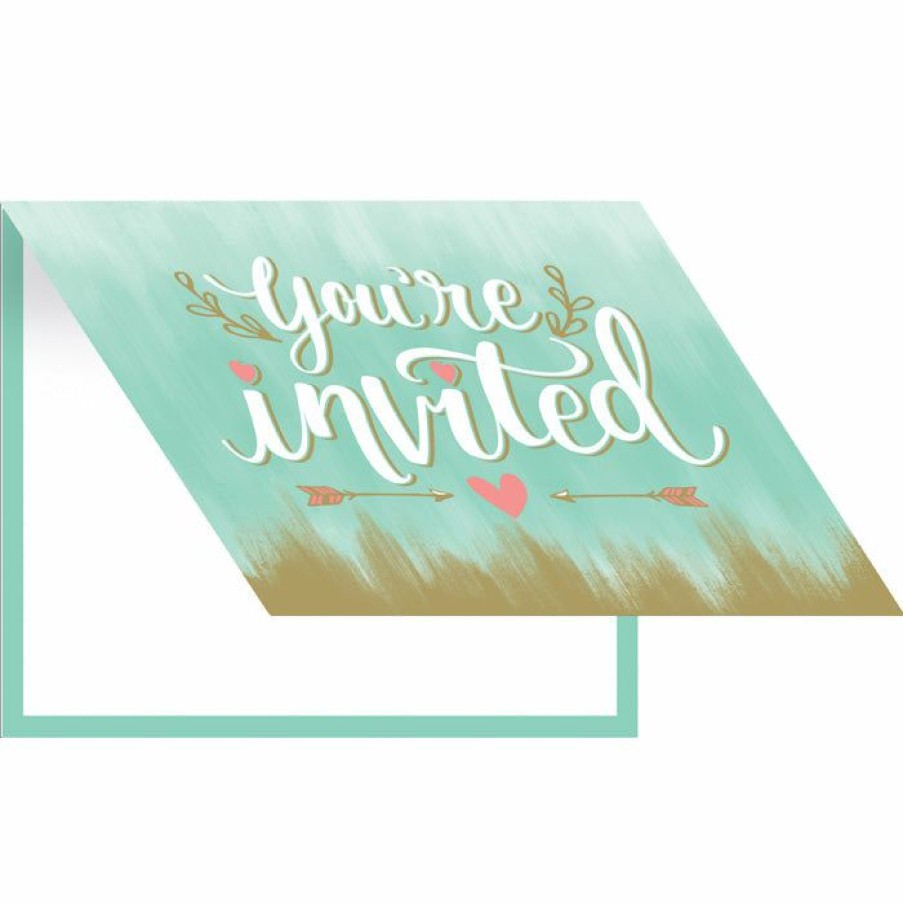 Bridal And Wedding * | Creative Converting Bridal And Wedding Mint To Be Invitation Foldover (48/Case)