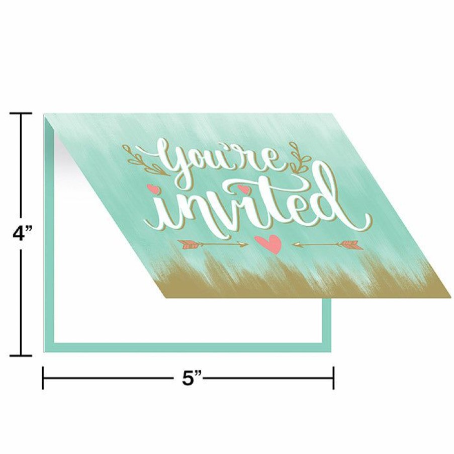 Bridal And Wedding * | Creative Converting Bridal And Wedding Mint To Be Invitation Foldover (48/Case)