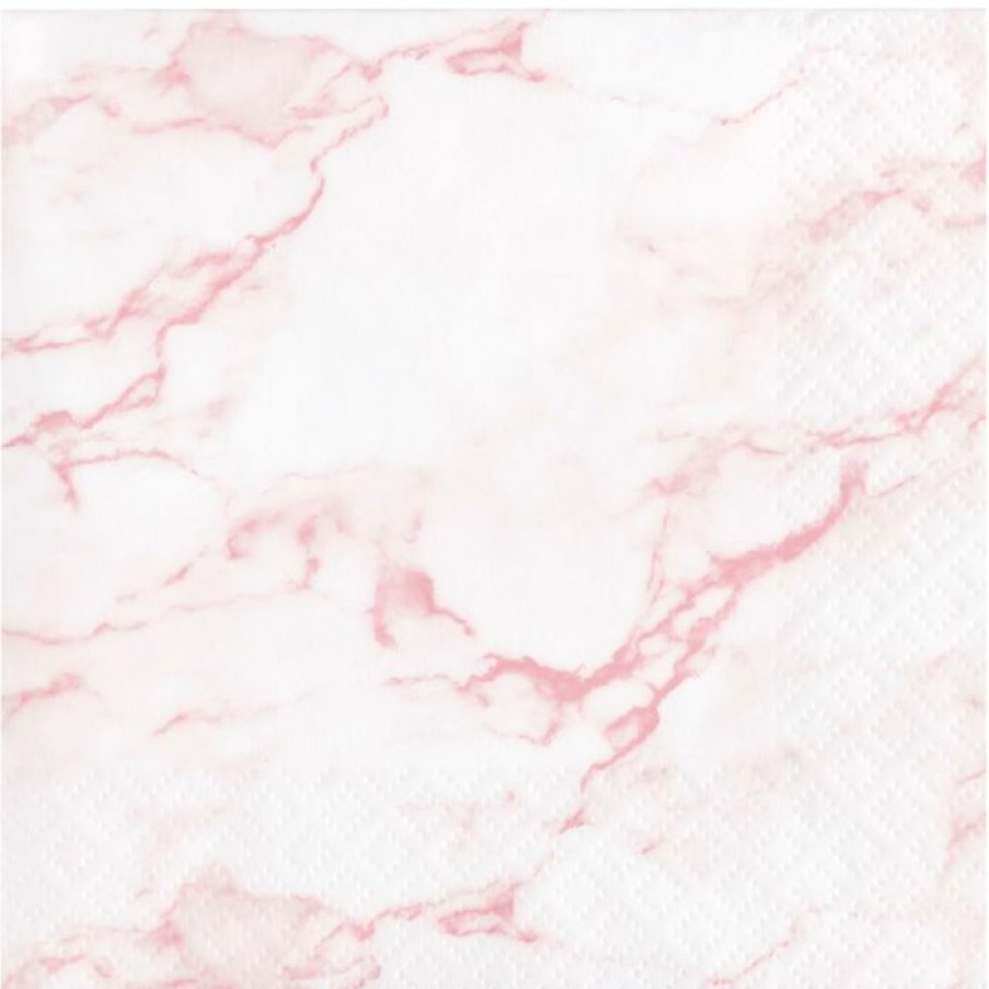 Baby Showers * | Creative Converting Pink Marble Beverage Napkin (16/Pkg)