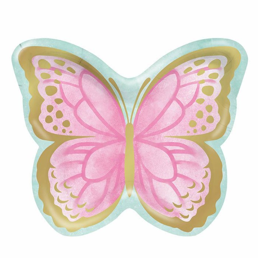 Birthdays * | Creative Converting Butterfly Shimmer Butterfly Shaped Plate, Foil 8Ct