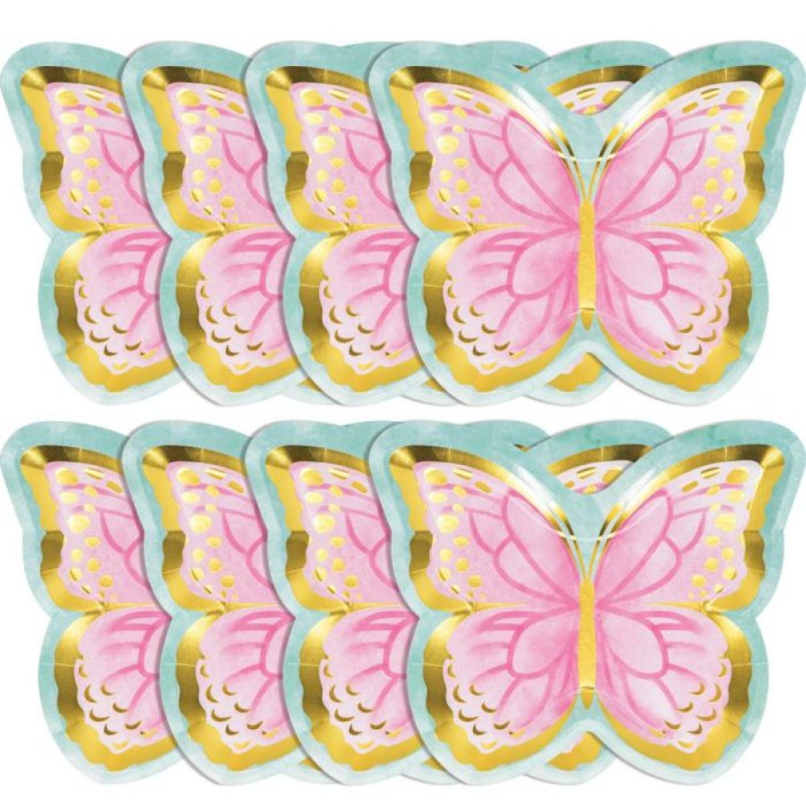 Birthdays * | Creative Converting Butterfly Shimmer Butterfly Shaped Plate, Foil 8Ct