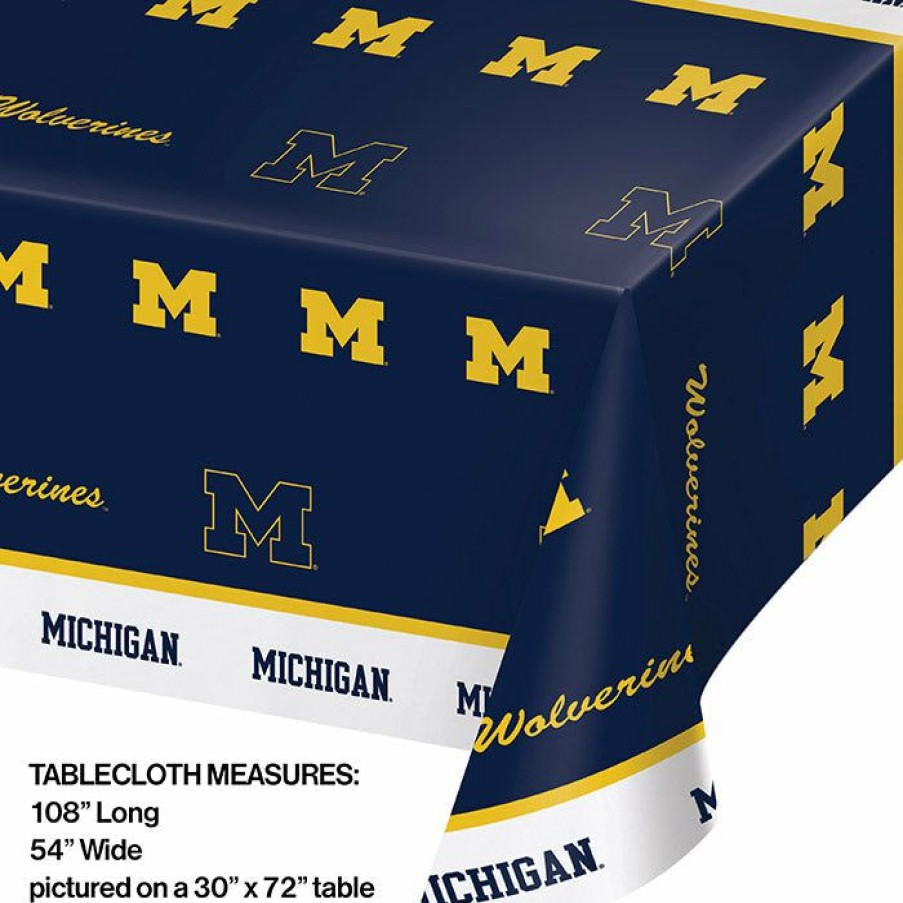 Sports * | Creative Converting Ncaa College Themed Party Decorations University Of Michigan Plastic Table Cover, 54 X 108