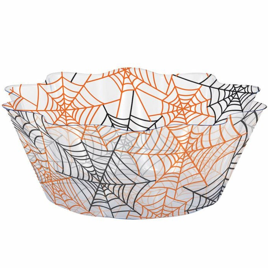 Holidays * | Creative Converting Spiderwebs 8 Inch Fluted Bowl Halloween Party Supplies