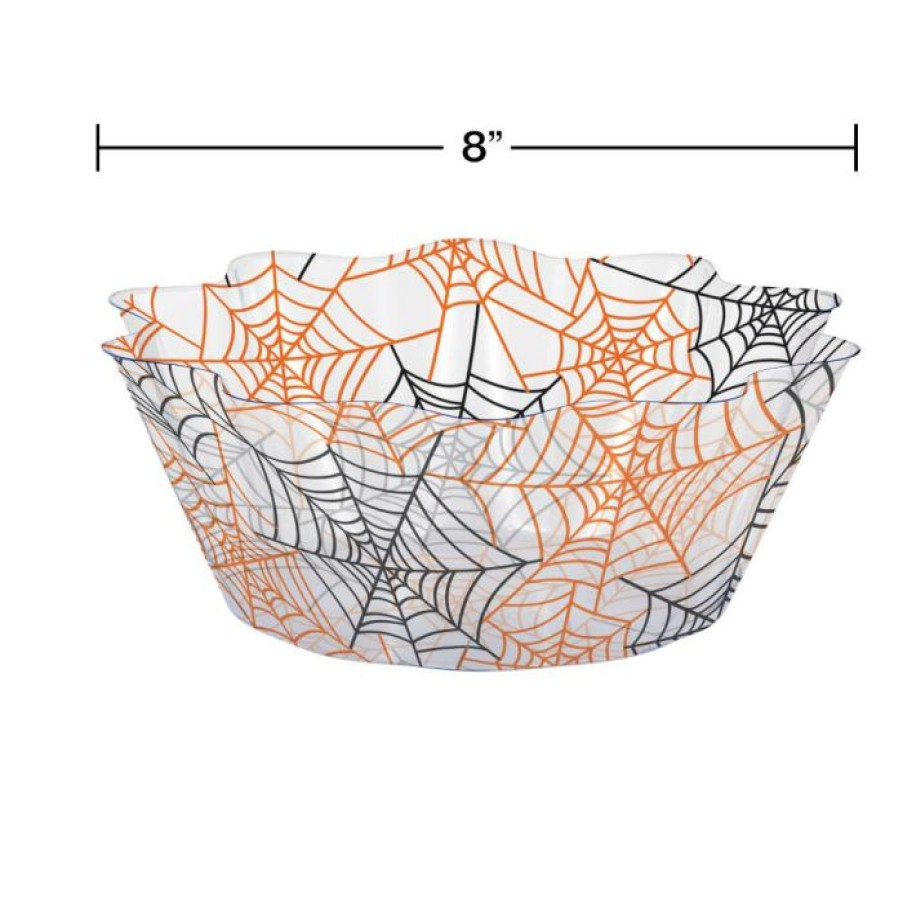 Holidays * | Creative Converting Spiderwebs 8 Inch Fluted Bowl Halloween Party Supplies