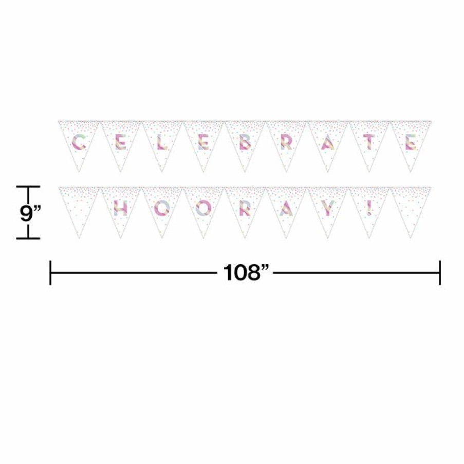 Birthdays * | Creative Converting Rainbow Foil Birthday Party Banner (12/Case) Kids Birthday Party Themes