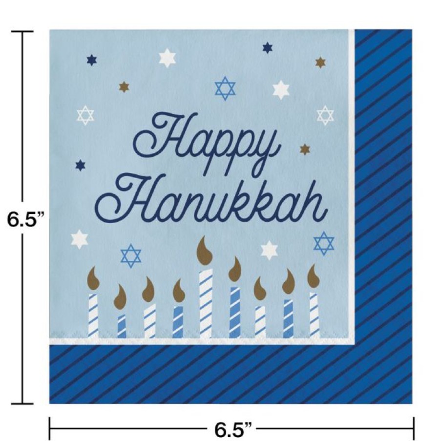 Holidays * | Creative Converting Hanukkah Decorations Hanukkah Celebration Luncheon Party Napkins 16 Ct