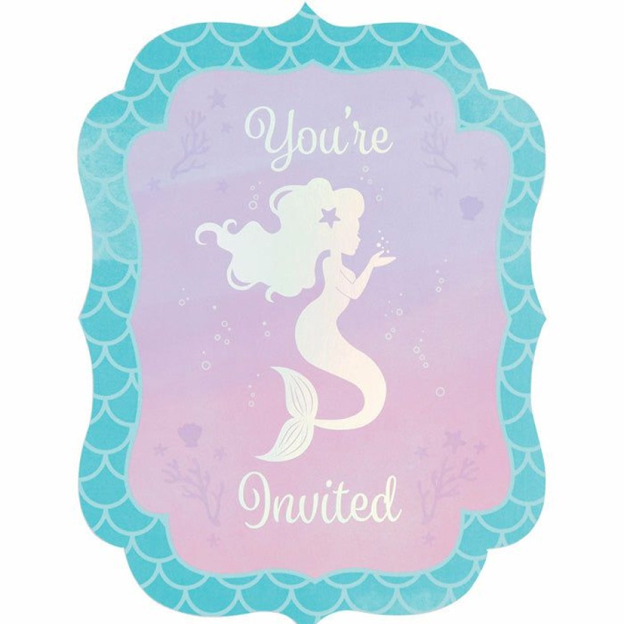 Birthdays * | Creative Converting Kids Birthday Party Themes Mermaid Shine Invitation Postcard, 8 Ct