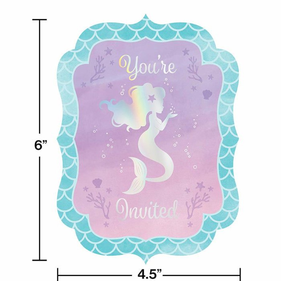 Birthdays * | Creative Converting Kids Birthday Party Themes Mermaid Shine Invitation Postcard, 8 Ct