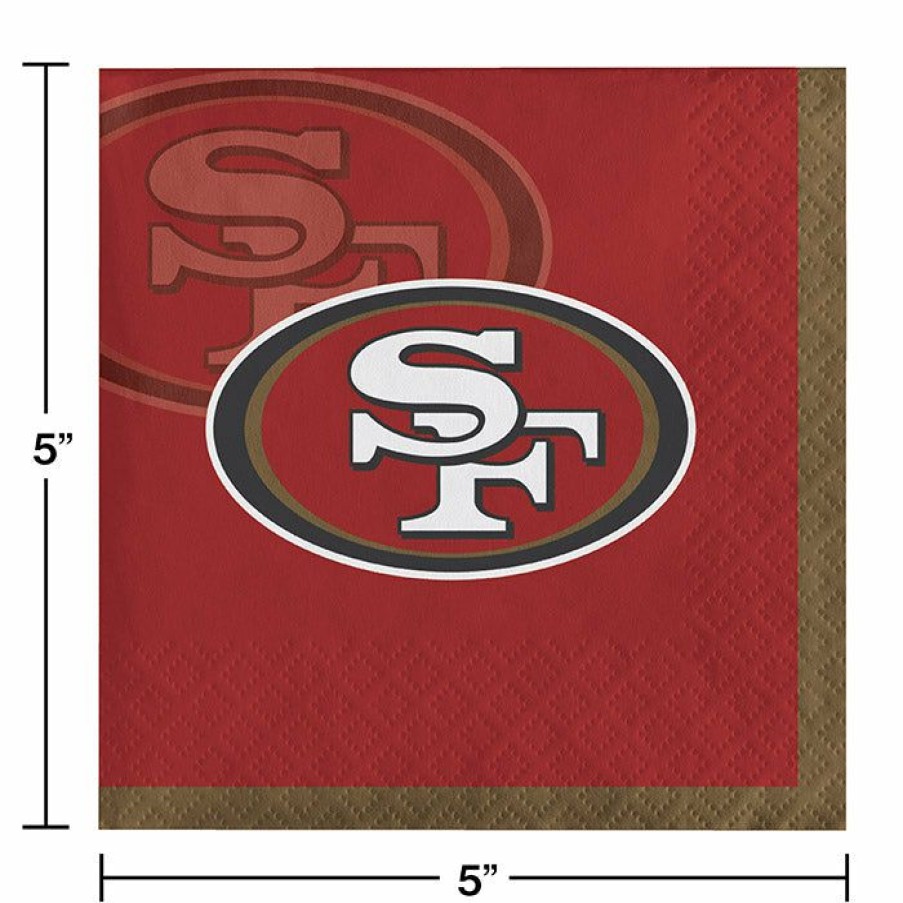 Sports * | Creative Converting San Francisco 49Ers Beverage Napkins, 16 Ct Nfl And Football Party Supplies