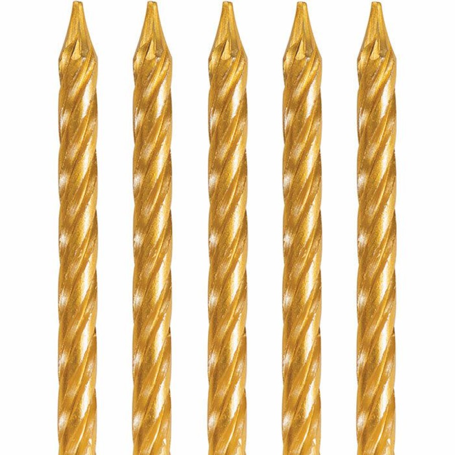 Birthdays * | Creative Converting Gold Spiral Candles, 24 Ct Birthday Party Candles