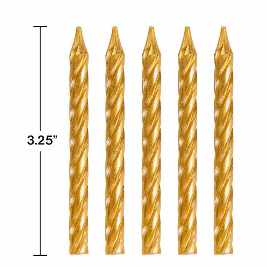 Birthdays * | Creative Converting Gold Spiral Candles, 24 Ct Birthday Party Candles