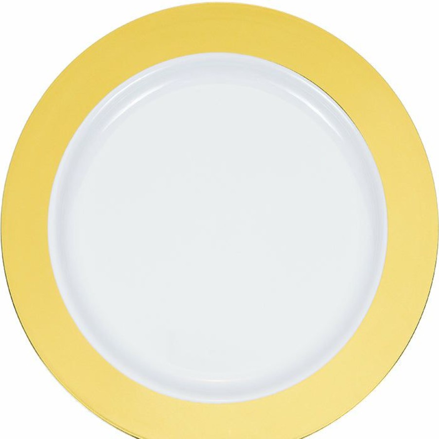 Bridal And Wedding * | Creative Converting 10.25 Gold Rim Plastic Plate 10Ct Anniversary Decorations