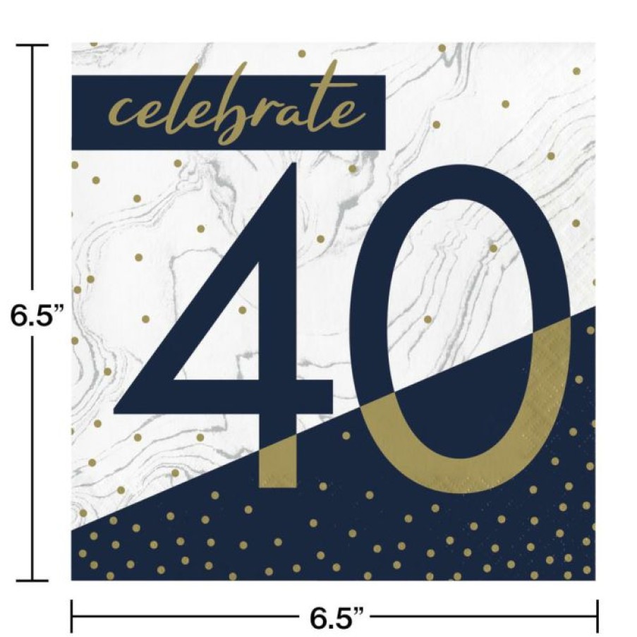 Birthdays * | Creative Converting Navy & Gold Milestone Luncheon Napkin, 40 16Ct Adult Birthday Party Themes