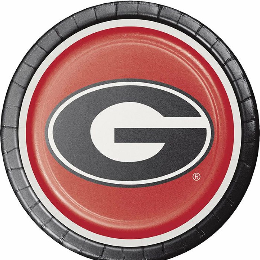 Sports * | Creative Converting University Of Georgia Paper Plates, 8 Ct Ncaa College Themed Party Decorations