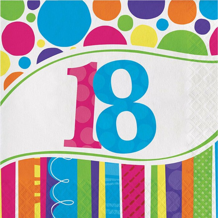 Birthdays * | Creative Converting Bright And Bold Lunch Napkins, 2-Ply, 18Th (216/Case)