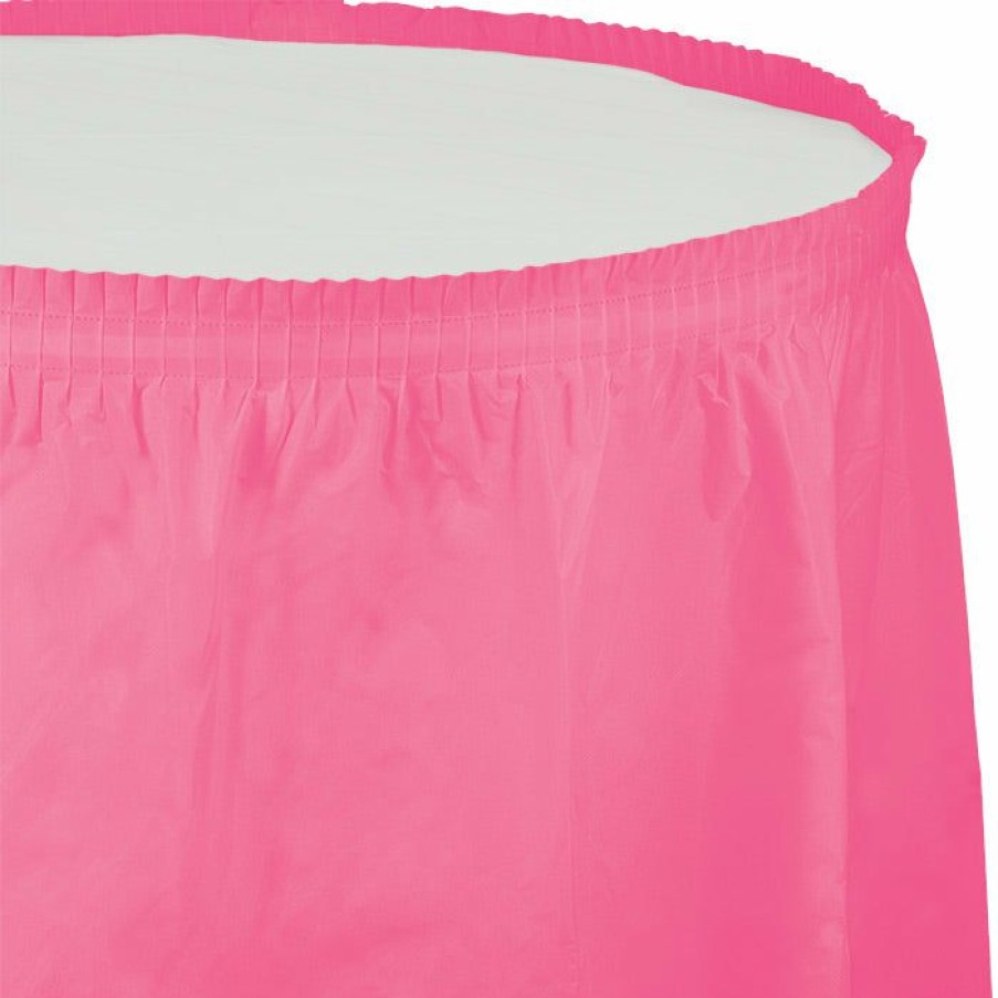 Solid Color Tableware * | Creative Converting Candy Pink Plastic Tableskirt, 14 X 29 Solid Color Tableware