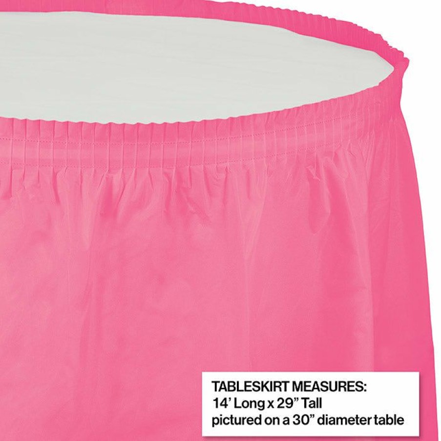 Solid Color Tableware * | Creative Converting Candy Pink Plastic Tableskirt, 14 X 29 Solid Color Tableware