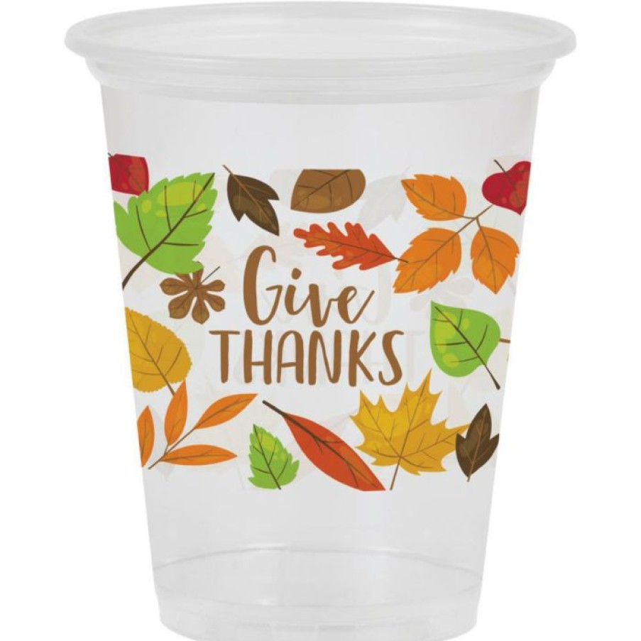 Holidays * | Creative Converting Thanksgiving Party Decorations 16Oz Plastic Cup, Clear, Fall Leaves, 8 Ct