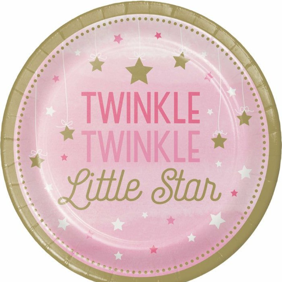 Birthdays * | Creative Converting 1St Birthday Party Themes One Little Star Girl Paper Plates, 8 Ct