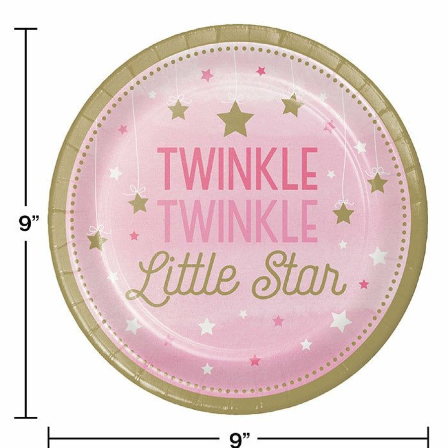 Birthdays * | Creative Converting 1St Birthday Party Themes One Little Star Girl Paper Plates, 8 Ct