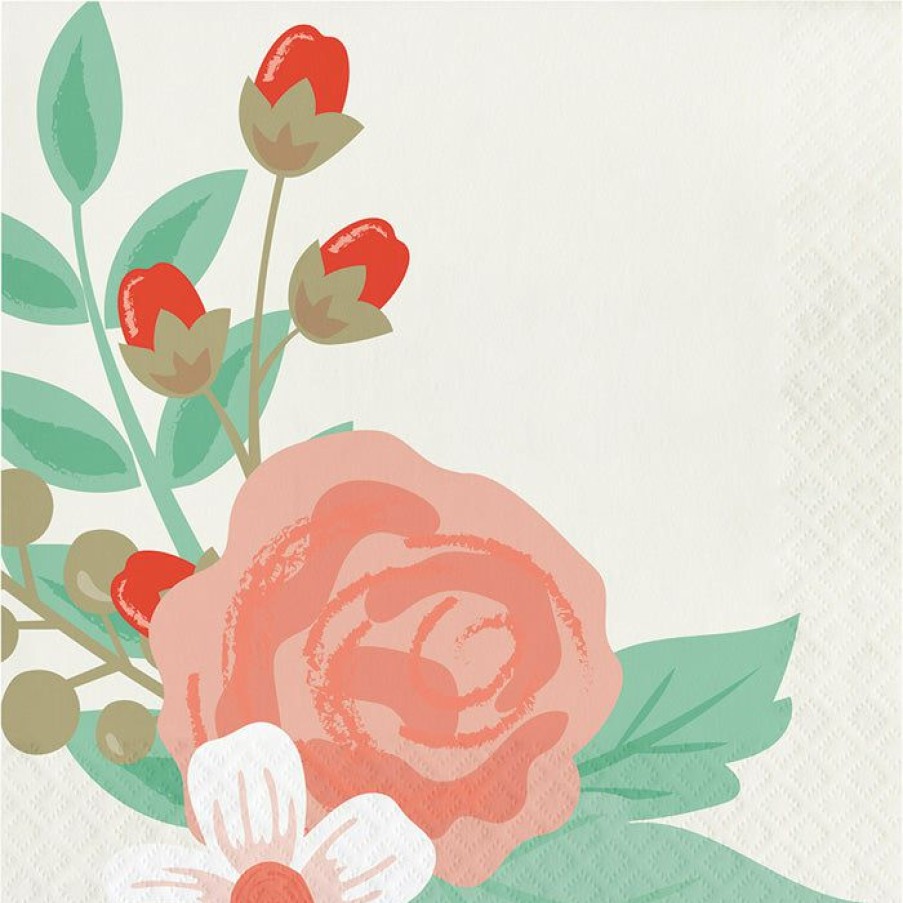 Holidays * | Creative Converting Spring And Floral Themed Decorations Modern Floral Luncheon Napkin, 3 Ply, 16 Ct