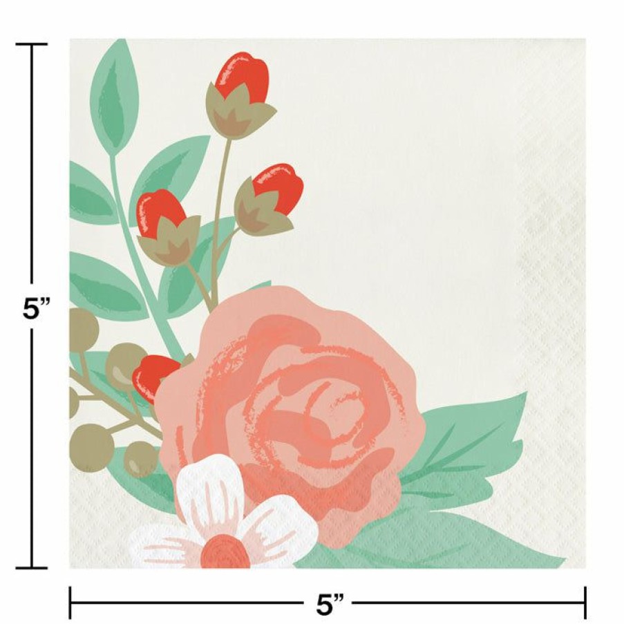 Holidays * | Creative Converting Spring And Floral Themed Decorations Modern Floral Luncheon Napkin, 3 Ply, 16 Ct