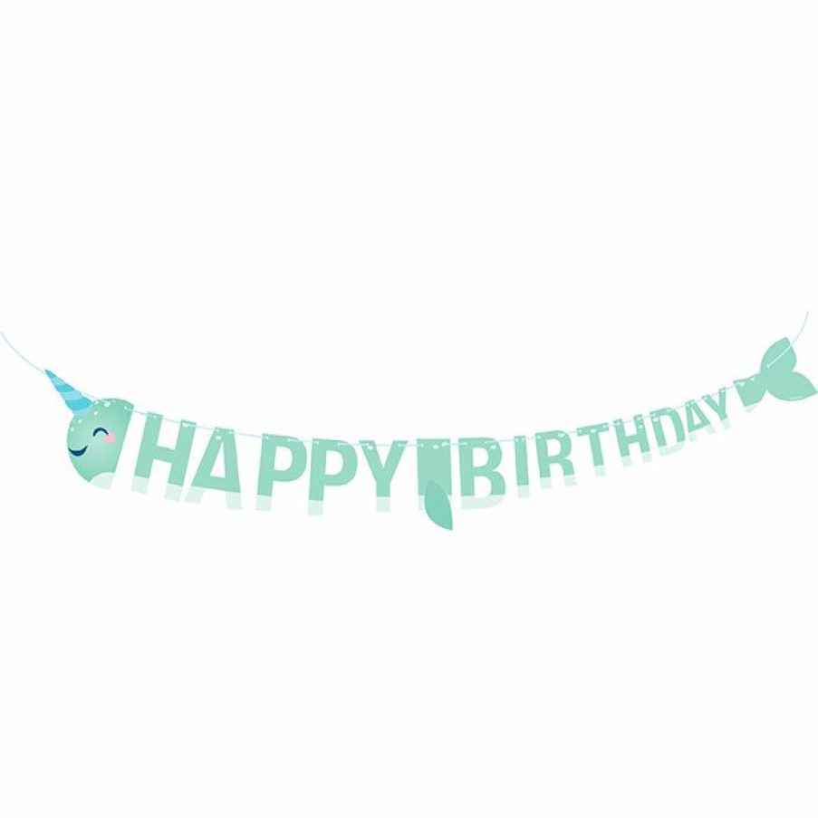 Birthdays * | Creative Converting Narwhal Party Shaped Banner With Ribbon